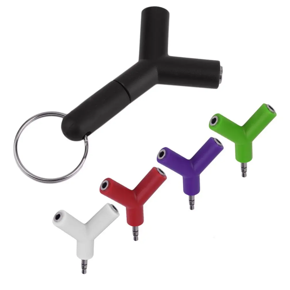 

Convenient Audio Line Cable One To Two 3.5mm Couple Lovers Deconcentrator Key Ring Music Sharing Device