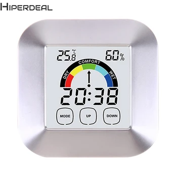 

HIPERDEAL Thermometer Clock Color Electronic Clock Screen Control Thermometer Round Home Digital Hygrometer Indoor Humidity
