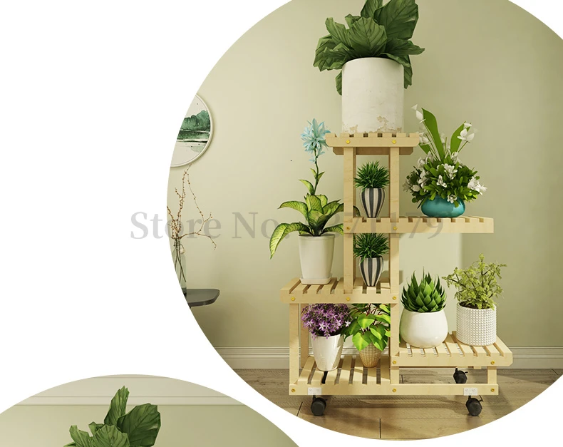 Landing Type Flower Airs Indoor Multi-storey Balcony Solid Wood Shelf Chlorophytum Flowerpot