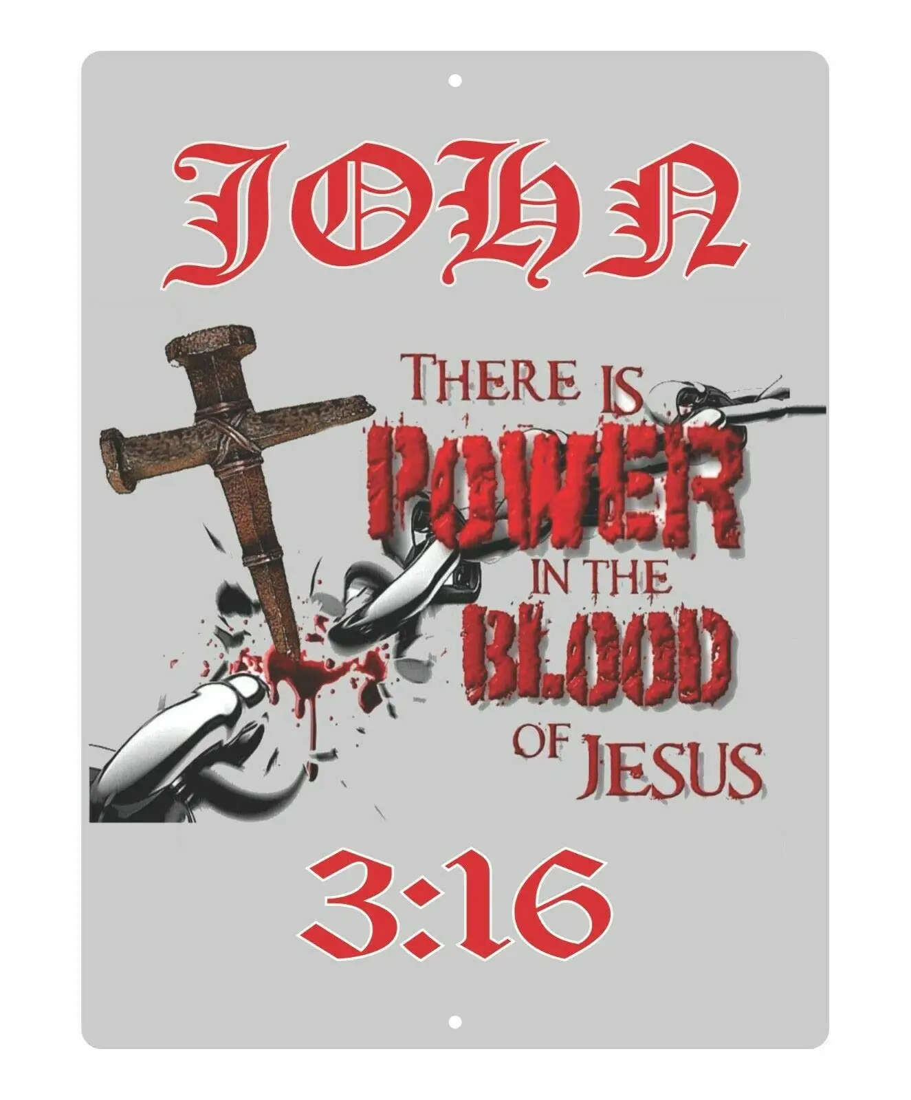 

New Vintage Metal Christian Lord God Cross Power in The Blood Jesus Christ Yeshua Garage Street Home Bar Hotel Kitchen Wall Art