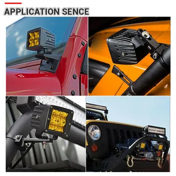 

UTV LED Work Light 2Pcs Amber 12W 3000K 3-inch Fog Lamp Flood Waterproof