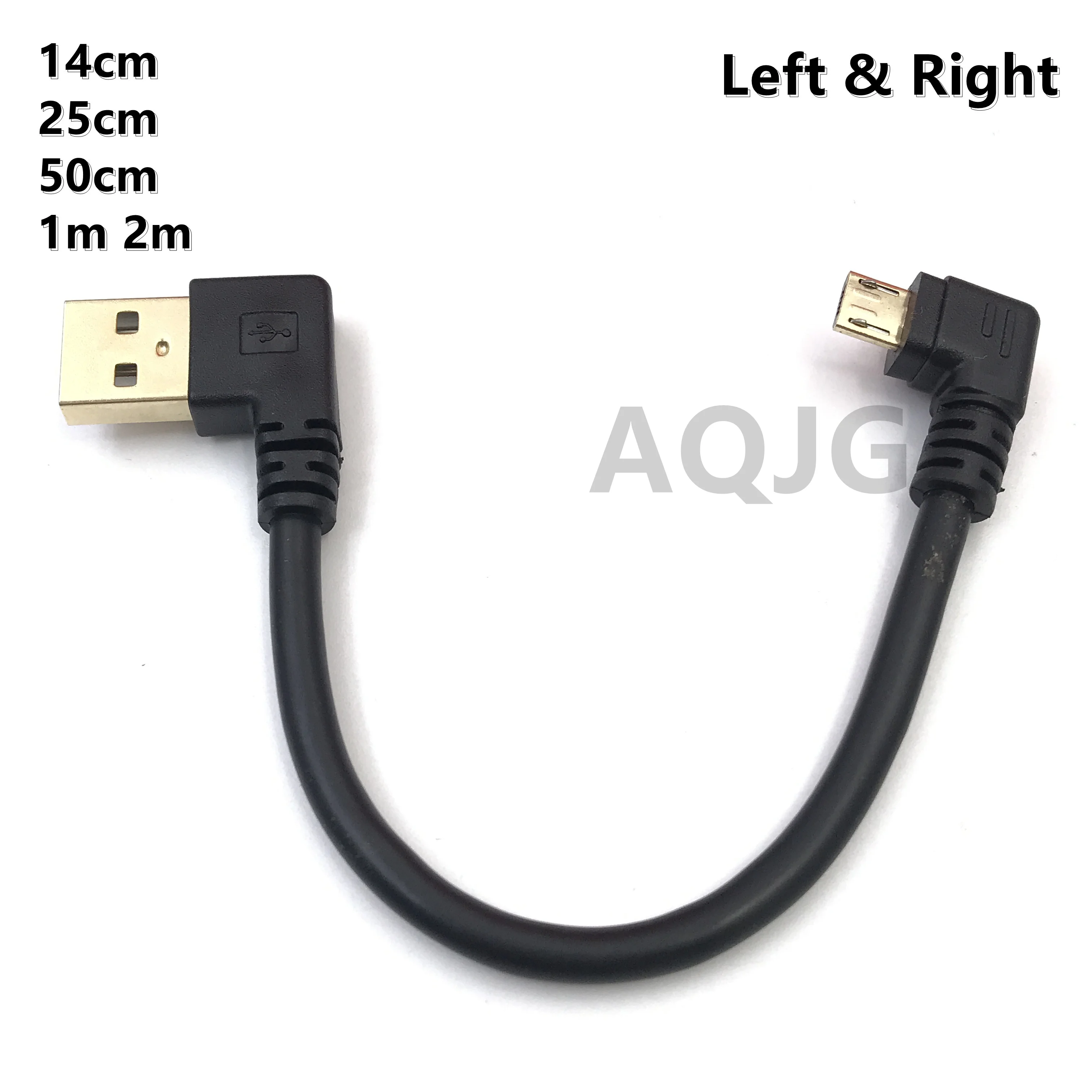 Gold Plated USB 2.0 Charger Cable Right Angle Card 90 Male Micro Left Sync Cable Degree Data USB