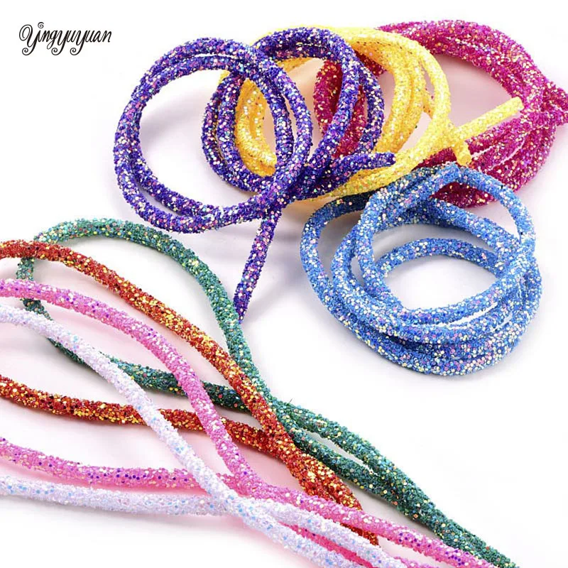 10 Yards 6mm Glitter Sequins Rhinestones Soft Tube Cord Rope String for DIY Sandals Bracelet Garment Collar Craft Supplies, rhinestone shoe lace