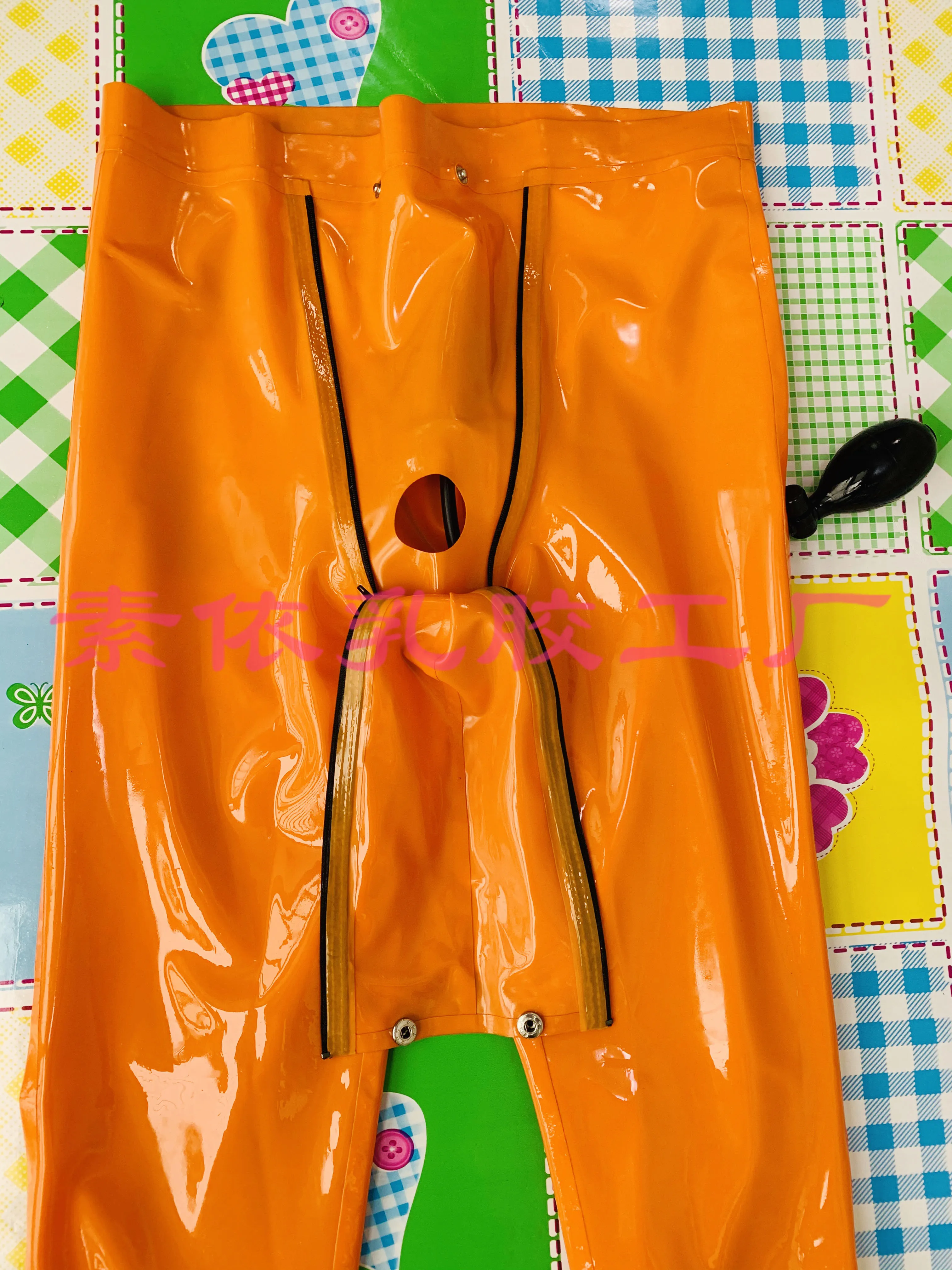 LATEX TROUSERS MEN LATX LEGGINGS OPEN CROTCH WITH CODPIECE INFLATABLE GAG