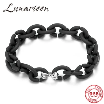 

New Simple Metal Bead Round Charm friendship Bracelets For Women & Men Fine Jewelry Black Rubber X Bracelet