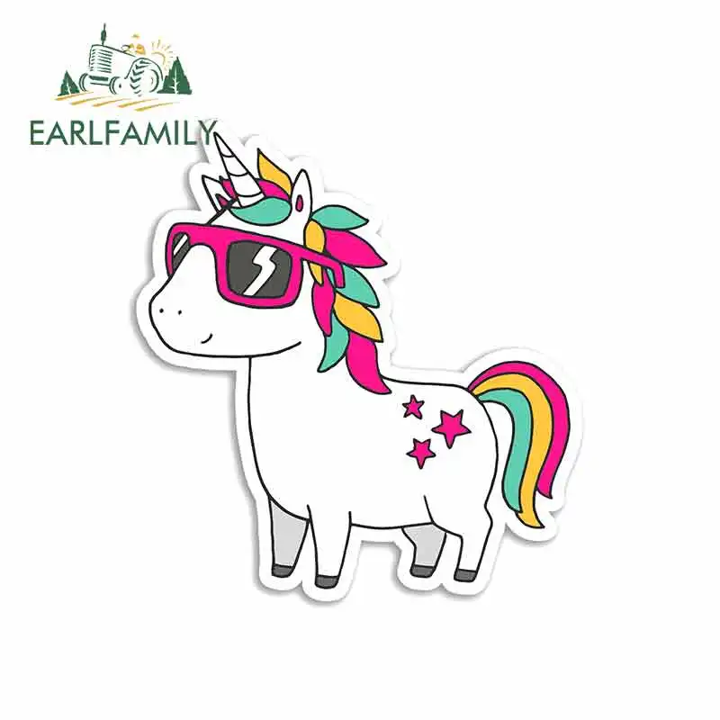 

EARLFAMILY 13cm x 12cm Cool Unicorn Cartoon Funny Car Stickers Bumper RV VAN Fine Decal JDM Vinyl Car Accessories Anime Comic