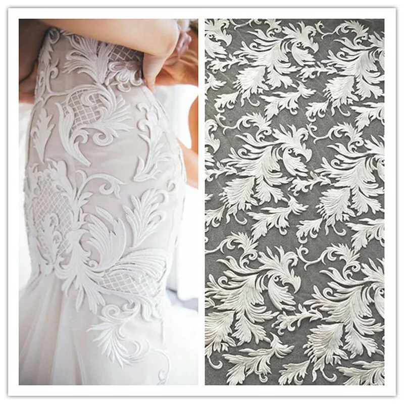 GLace 1 м/лот Европейское белое свадебное платье кружевной текстиль для свадебного украшения платье Швейные аксессуары TX1397