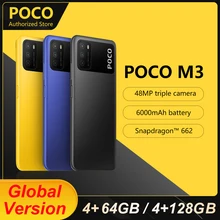 POCO M3 4GB RAM 128GB ROM Smartphone Snapdragon 662G Teléfono Móvil 48MP Camera 6000mAh 6.53 Display Cellphone