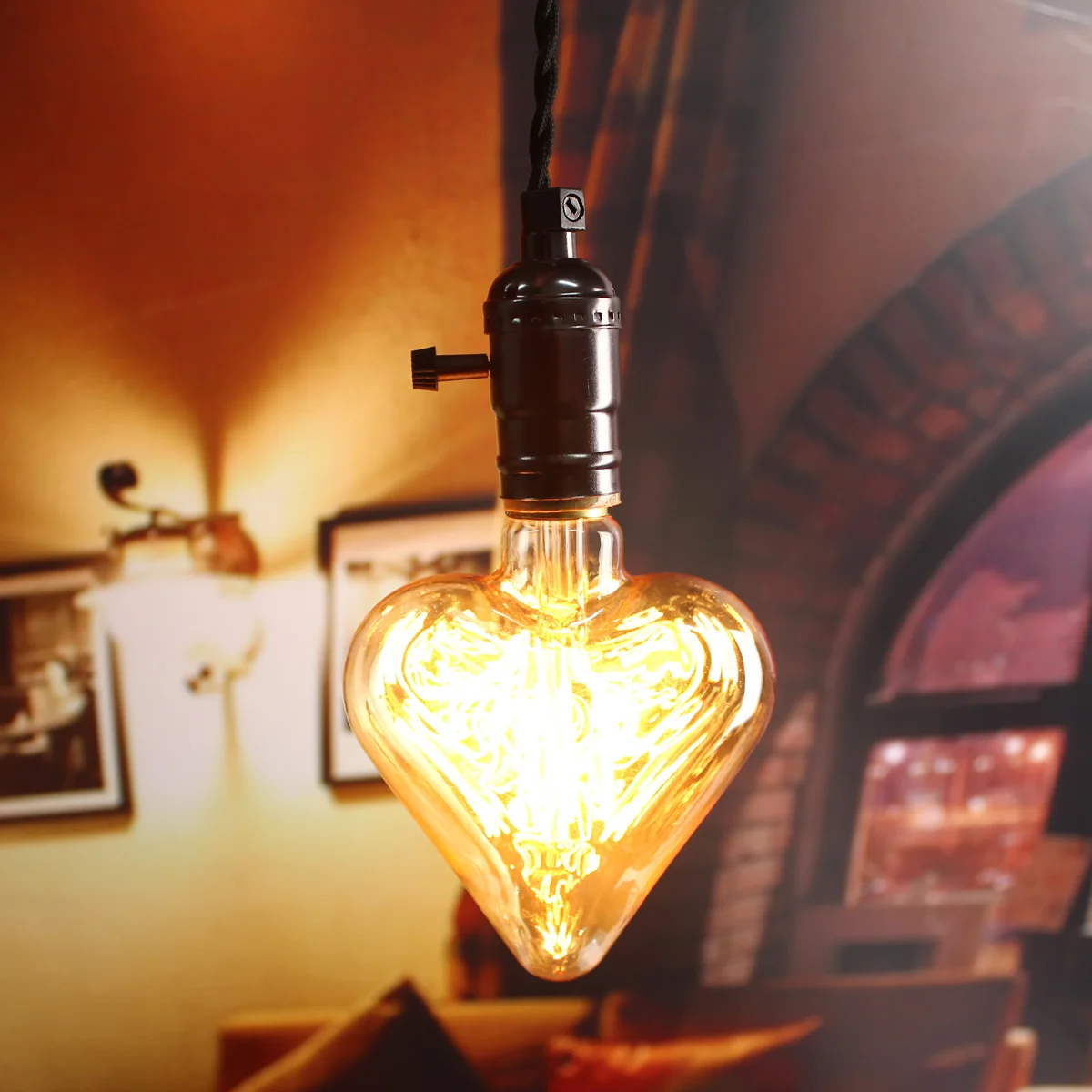 220V E27 40W электрическая лампочка эдисона лампа накаливания светильник в стиле ретро Винтаж лампа звезда с принтом «сердце» с Форма лампы