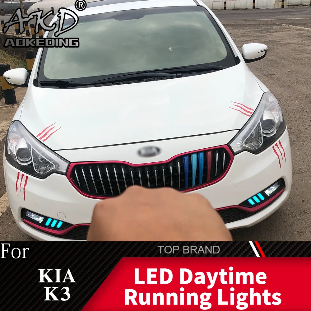 

2PCS LED Daytime Running Light For Kia K3 Cerato 2013 2014 2015 2016 Flowing Turn Signal Relay 12V Car DRL Fog Lamp Decoration