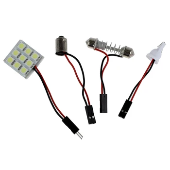 

10X T10 9 SMD 5050 LED Pure White Dome Light Panel Interior Festoon Ba9s Bulb
