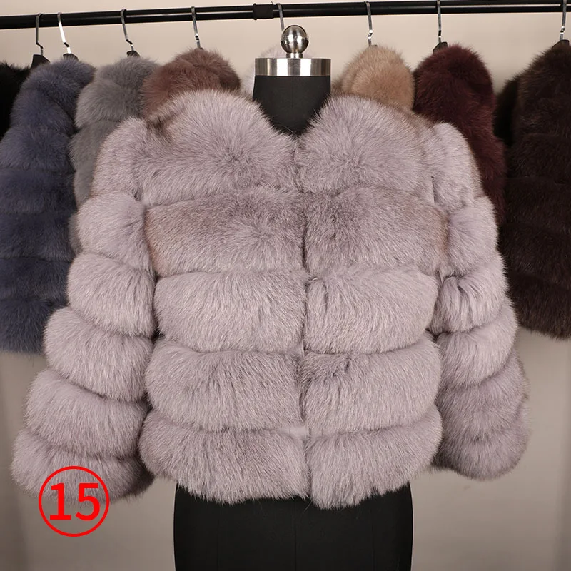 Женская куртка с натуральным лисьим мехом, зимняя модная короткая куртка из натурального меха, роскошное кожаное пальто