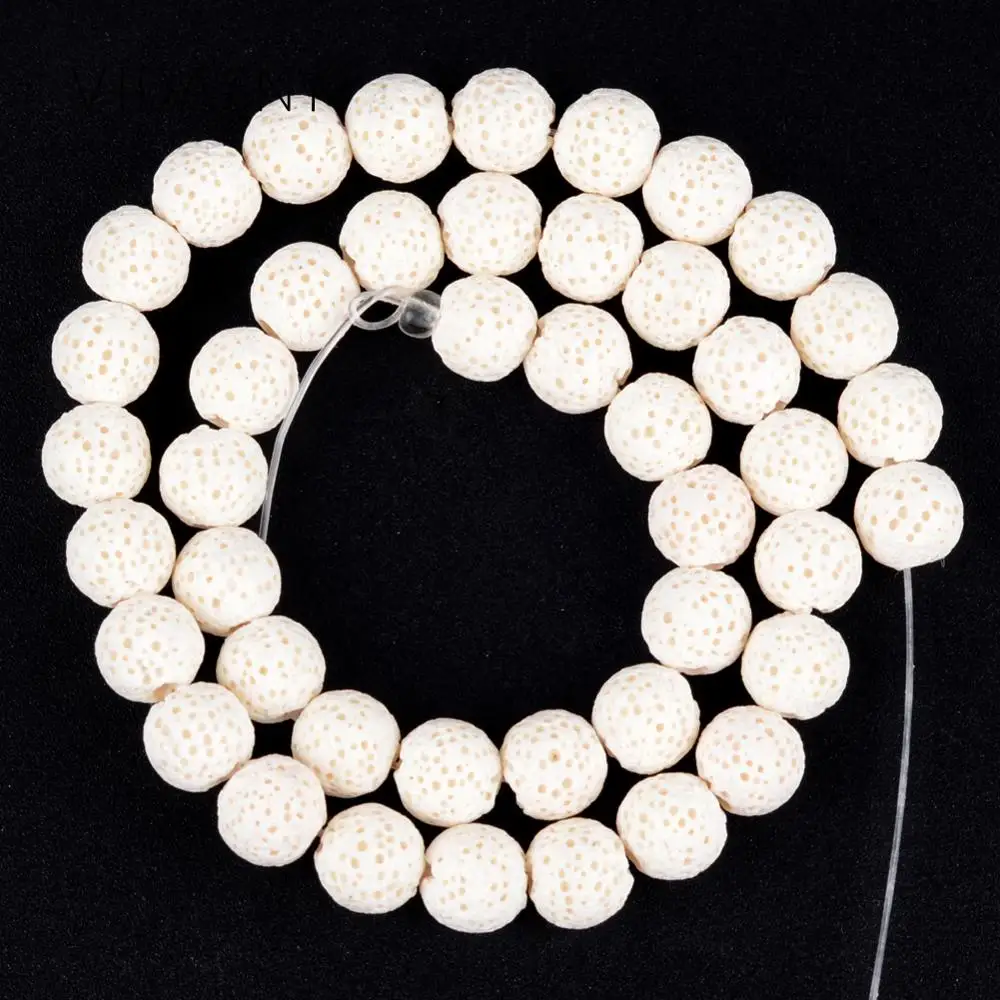 

Natural Mineral Gem A+ White Lava Stone Beads For Jewelry Making 6 8 10 12mm Round Spacer Loose Beads Diy Bracelet Necklace 15''
