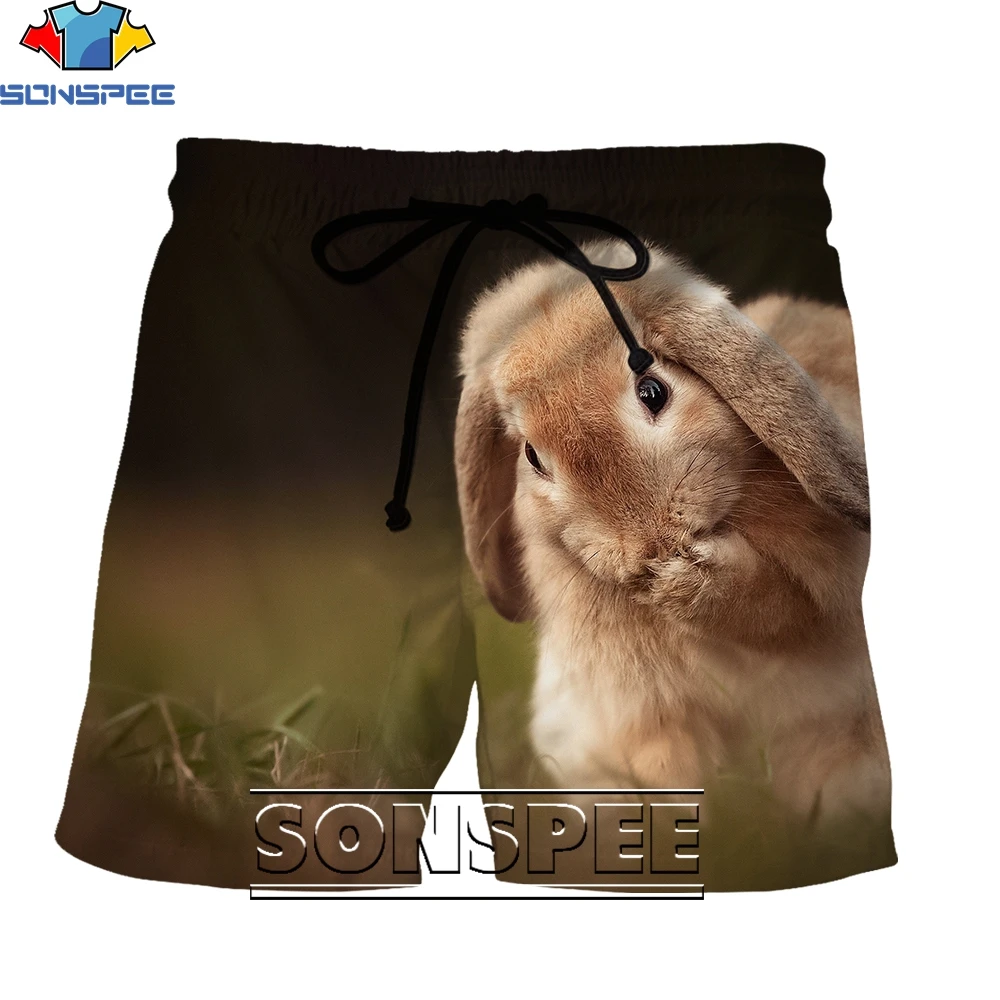 SONSPEE 3D Printing Cute Animal Rabbit Shorts Summer Men Women Personality Fashion Street Trend Casual Sports Beach Short Pants