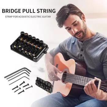 

Portable 6 String Saddle Metal Headless Electric Musical Guitar Bridge Tailpiece Home Furnishing Guitar Essential Supplies