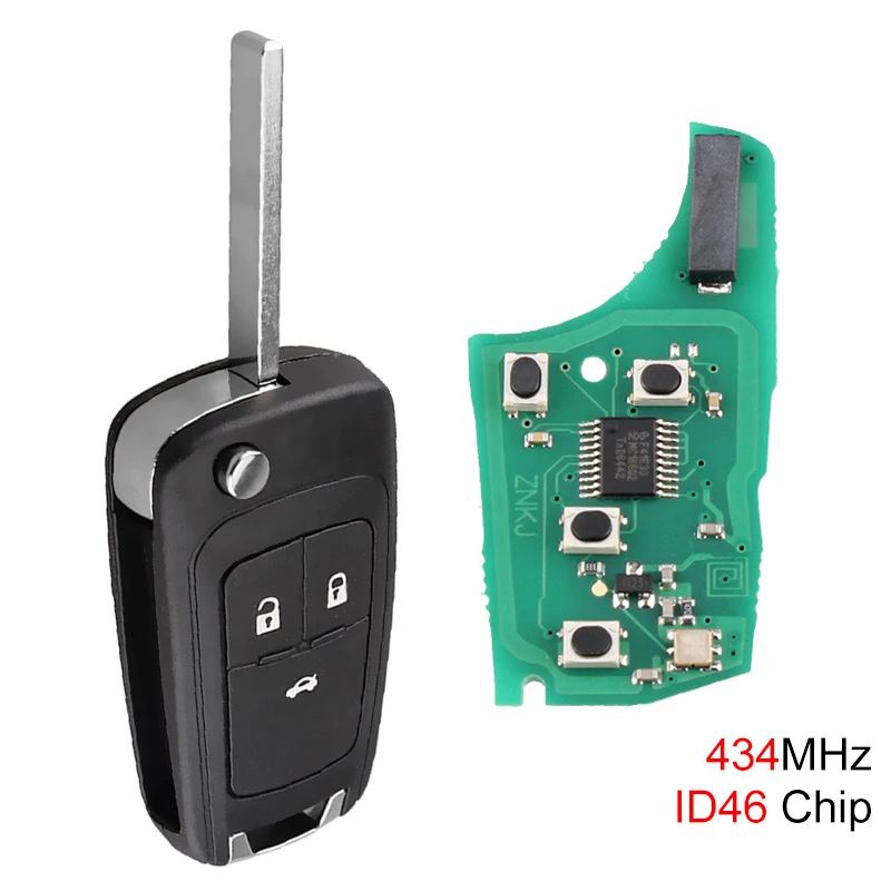 434 МГц 3 кнопки Автомобильный Брелок дистанционного управления с ключом ID46 чип для 2010- Astra J- Corsa E 2009- Insignia 2012- ZafiraC