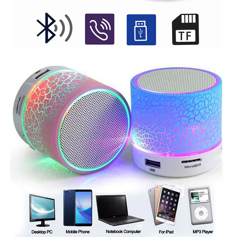 Bluetooth 4 0 подключение мини беспроводной громкоговоритель трещины светодиодный TF