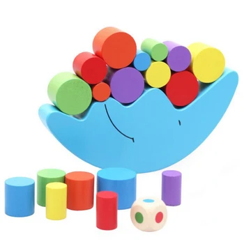 

Baby Wooden Montessori Toys Moon Balancing Frame Wood Blocks Toy Kids Stacking Balance Game Toys Early Learning Development Toy