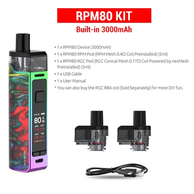 7color Kit RPM80 SMOK Vape RPM80 Pro комплект сигарет электронная сигарета стручка 5 мл картридж электронная сигарета испаритель RPM80 3000 мАч батарея VS RPM40 - Цвет: 7color Kit RPM80