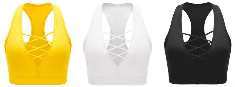 Women's Deep V-neck Sports Fitness Vest Sexy Cutout Beauty Back Yoga Sports Underwear Solid Color Gym Bra sports bra sport top