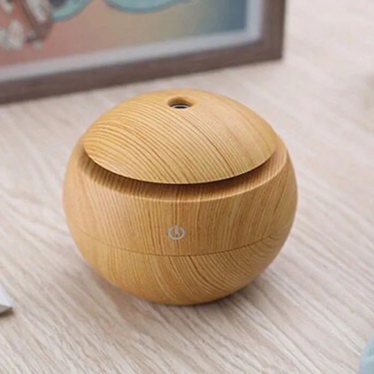 Стиль USB увлажнитель с деревянным зерном круглый Сферический увлажнитель воздуха ночной Светильник бесшумный Распылитель Увлажнитель
