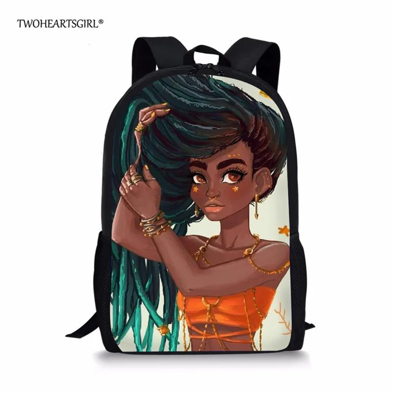 Twoheartsgirl черный комплект школьных сумок для девочек в африканском стиле для девочек-подростков, милый школьный рюкзак для детей, подарок - Цвет: Z5018C