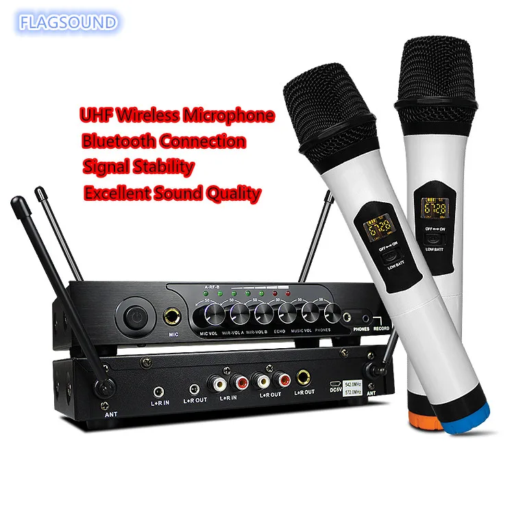 Портативный UHF Bluetooth беспроводной микрофон M6 с регулируемым басом реверберации