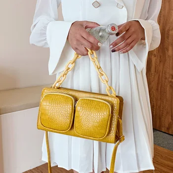

Double Pockets Designer Leather Small Crossbody Bags For Women 2020 New Chain Shoulder Messenger Lady Travel Handbags And Bags