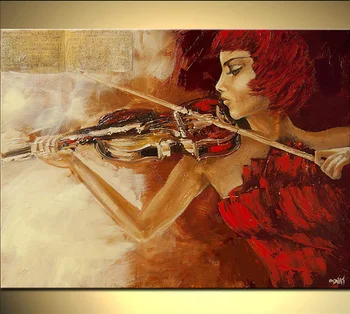 

100% Handmade Oil Canvas Large Canvas Abstract Painting Music Playing The Violin Hanging Wall Art Contemporary Artists Painting