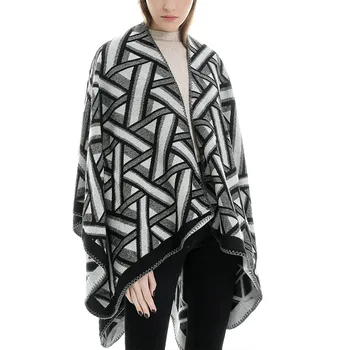

Hot Sale 2019 Womens Autumn Winter Geometric Pattern Warm Scarves Fashion Accessories Big Shawl Wraps Elegant Female