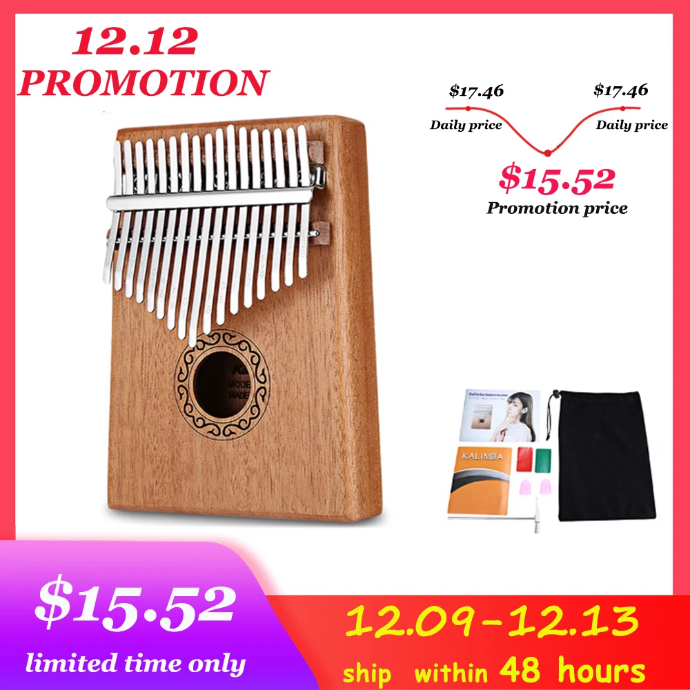 Skup W 17T 17 klawisze Kalimba kciuk fortepian wysokiej jakości drewna mahoniowy korpus Instrument muzyczny z poradnik dostroić młotek dla początkujących