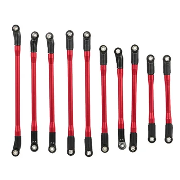 

10Pcs/Set Metal Link Set Plastic Rod End for 1/10 RC Crawler Car Axial SCX10 II 90046,Red