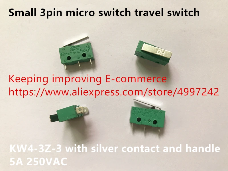 Original new 100% small 3pin micro switch travel KW4-3Z-3 with silver contact and handle 5A 250VAC | Обустройство дома