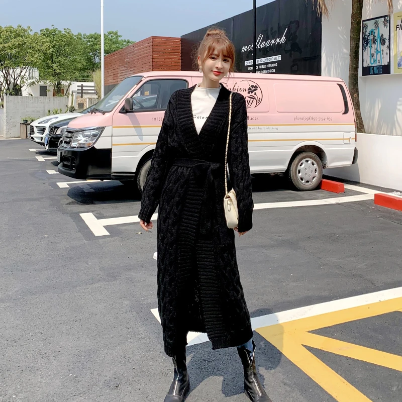 GALCAUR Casual Lace Up Knitted Bowknot Sweater Women V Neck Long Sleeve High Waist Autumn Winter Sweaters Female Fashion