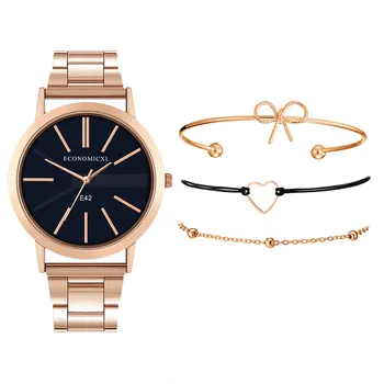 

ECONOMICXI Popular Ladies Steel Belt Quartz Watch Luxury Bracelet Gemstone Bow Bracele Watch Simple temperament many colour #N03