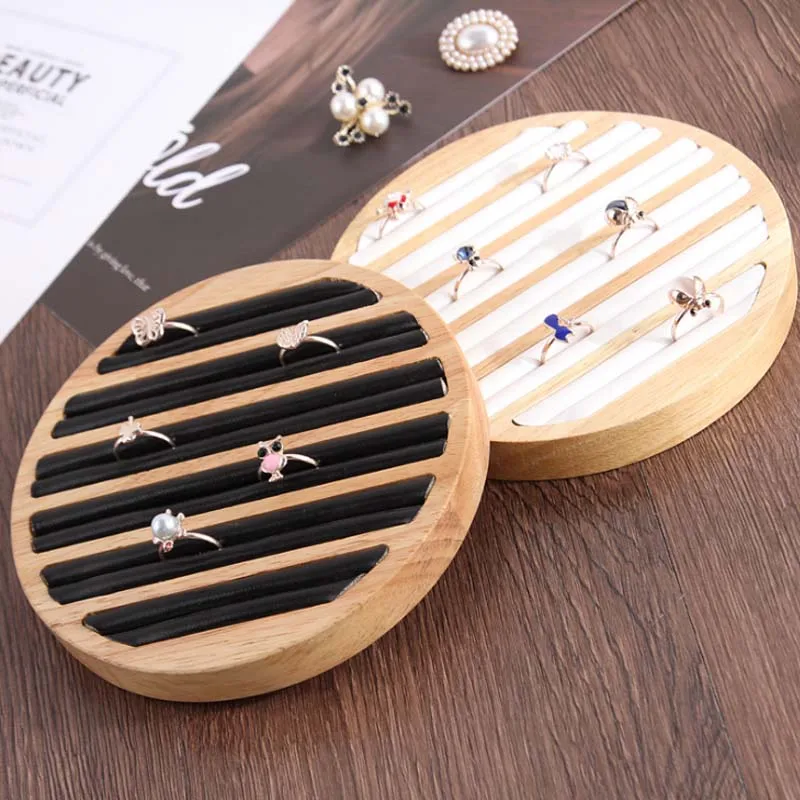 

Mordoa Portable Wood+PU Ring Insert Jewelry Display Tray Holder Stand Case Trinket Shop Presentation Organizer Storage Box