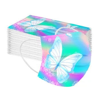 

50pcs Fashion Big Butterfly Printed Masks Mascarilla 3 capas Adult Protective Mask 3 Layer Ply Filter Disposable Mask Mascarilla