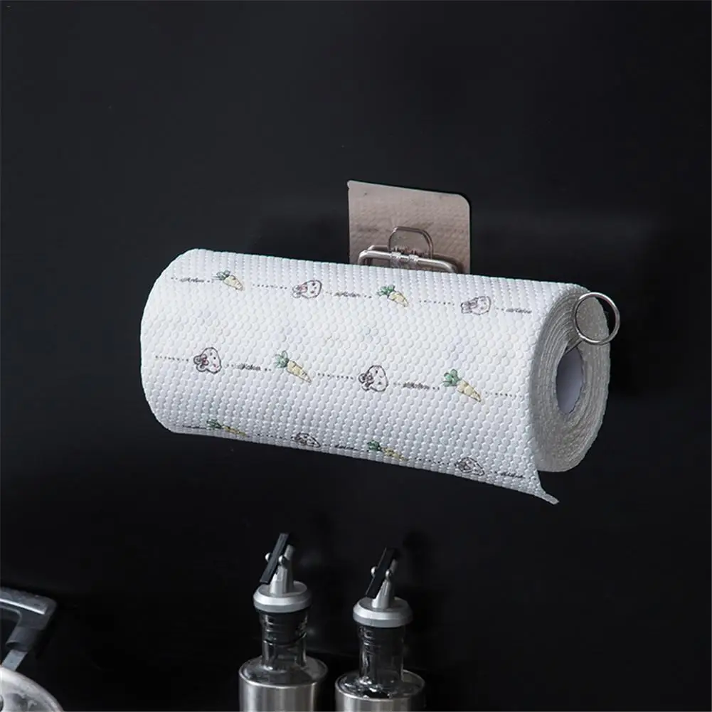 Stainless Steel Shelf Kitchen Towel Rack Bathroom Paper Towel Holder Punch Free Anti-rust Toilet Storage Rack Creative Minimali