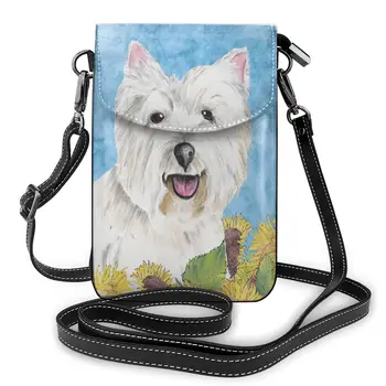 

NOISYDESIGNS West Highland White Terrier Flap Shoulder Bag Women Zipper Crossbody Purse Small Leather Phone Bag Coin Money Bags