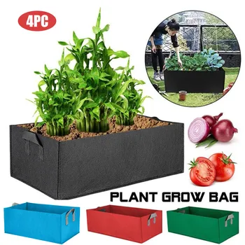 

Rectangular Vegetable Plant Grow Bag DIY Potato Grow Planter Breathable Fabric Tomato Planting Container Bag Flower Garden THN