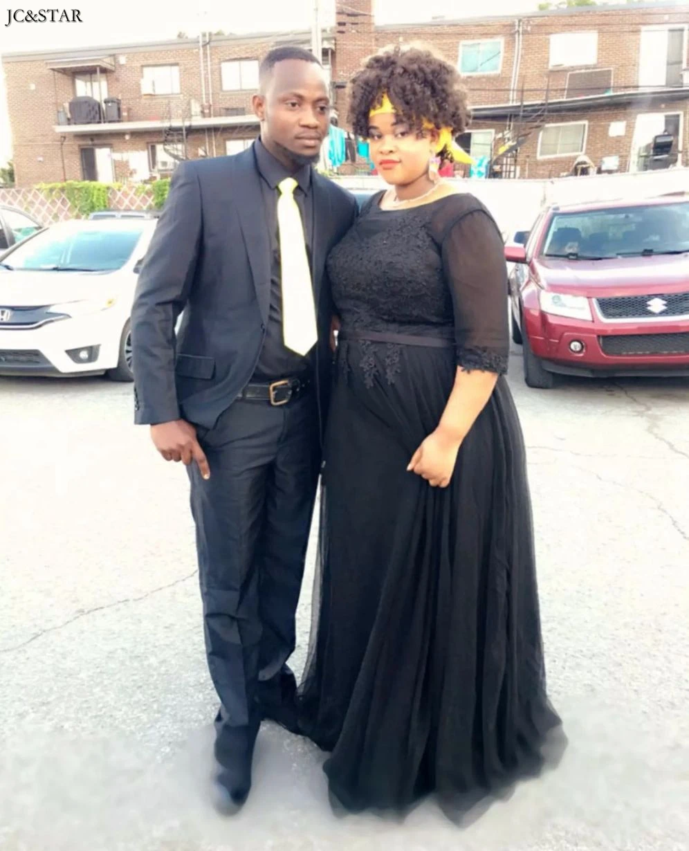 Vestido de fiesta para boda, новинка, кружевное платье трапециевидной формы с коротким рукавом, королевское, синее, розовое, серебряное, Бордовое платье подружки невесты, длинное платье demoiseur d' - Цвет: Черный