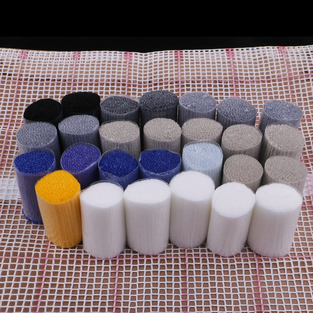 Wolf/Tiger/Giraffe Animal Pattern Latch Hook Kit DIY Pillowcase Making Package Pillow Latch Hook Rug Handmade Needlework Supply