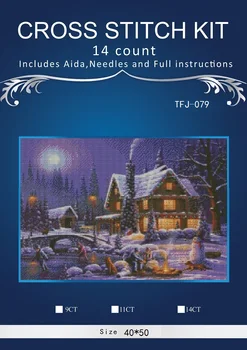 

new Embroidery Counted Cross Stitch Kits Needlework - Crafts 14 ct DMC DIY Arts Handmade Decor - Christmas night