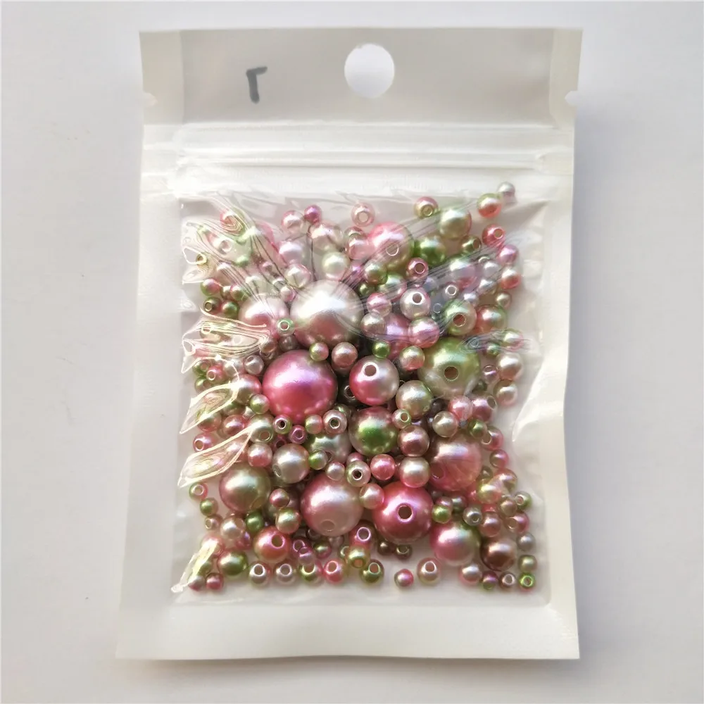 250Pcs Mix Size 3-12mm Beads with Hole Colorful Pearls Round Acrylic Imitation Pearl Beads DIY for Jewelry Making Accessories