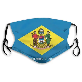 

Delaware Flag Masks With filter Washable & Reusable Anti Dust Breathable Mask With Adjustable Ear Loops for Men & Women