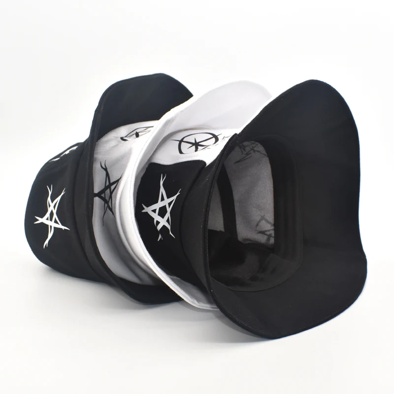 FUODRAO New Japanese Bucket Hats For Women Harajuku Fisherman Hat Men Black And White Patchwork Hip Hop Cap M109