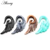 Alisouy 2pcs Unique Spiral Acrylic Heart Wing Feathers Women Ear Plugs Tunnels Taper Stretcher Expander Piercing Body Jewelry ► Photo 2/6