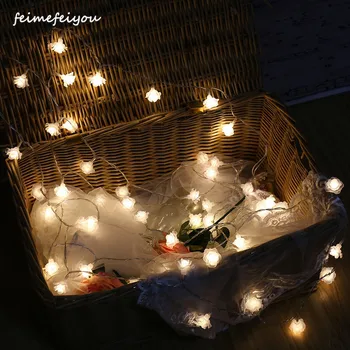 

4m 10m LED Rose romantic Light String Battery box Christmas Wedding Party Fairy Lights String Decoration Simulation Rose Flower