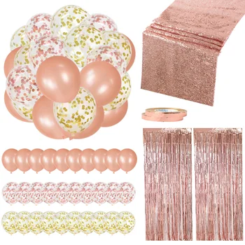 

35pcs/set Rose Gold Balloon Confetti Set Happy Birthday Balloon Rain Silk Curtain Wedding Baby Kids Gift Christmas Party Decor