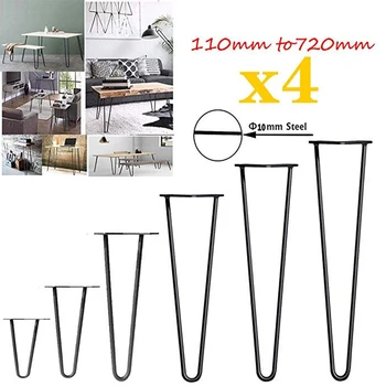 

4Pcs Table Legs Metal Table Legs Hairpin Furniture Leg Industrial Style Steel Pre-Drilled Holes for Easy Installation,415mm